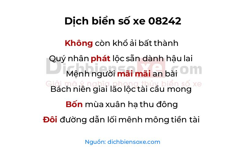 Dịch thơ biển số 08242