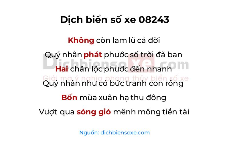 Dịch thơ biển số 08243