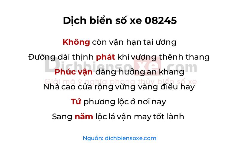 Dịch thơ biển số 08245