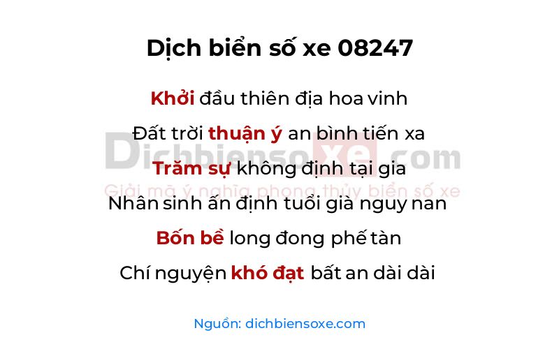 Dịch thơ biển số 08247