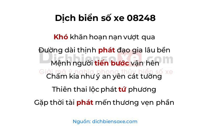 Dịch thơ biển số 08248