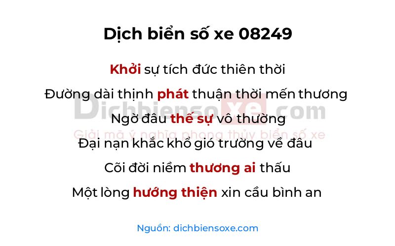 Dịch thơ biển số 08249