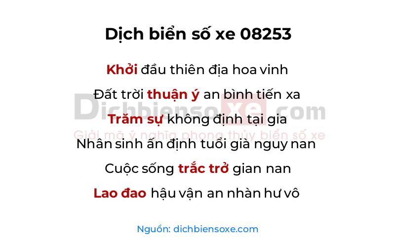 Dịch thơ biển số 08253