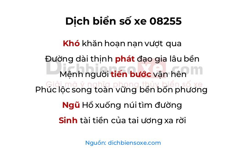 Dịch thơ biển số 08255