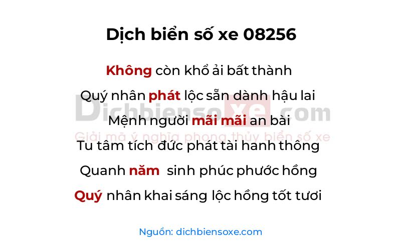 Dịch thơ biển số 08256