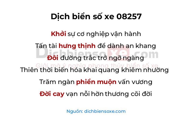 Dịch thơ biển số 08257