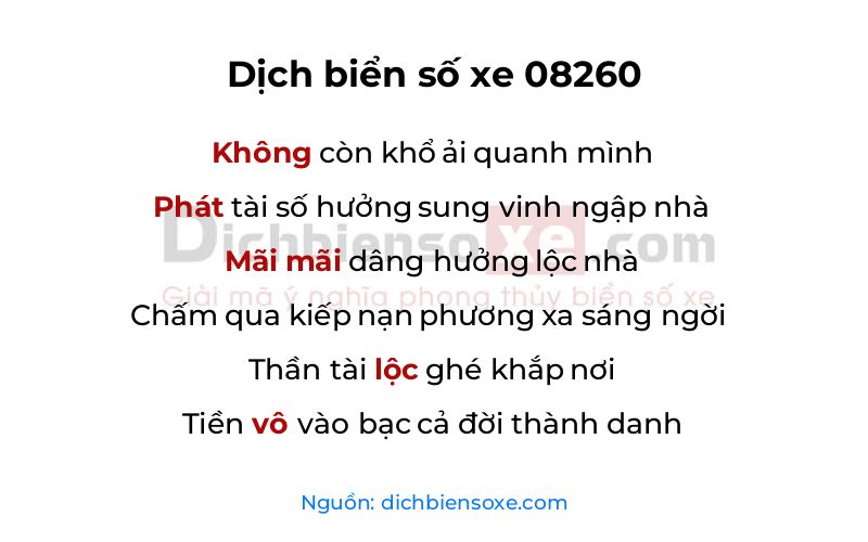 Dịch thơ biển số 08260