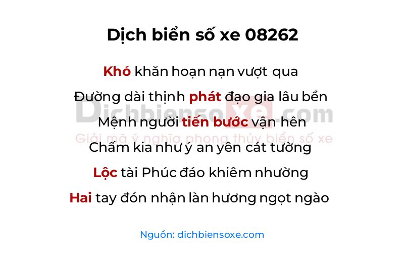 Dịch thơ biển số 08262