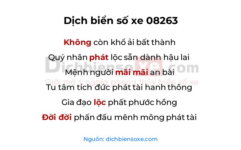Dịch thơ biển số 08263
