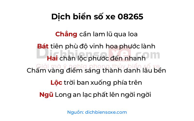 Dịch thơ biển số 08265