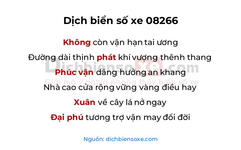 Dịch thơ biển số 08266