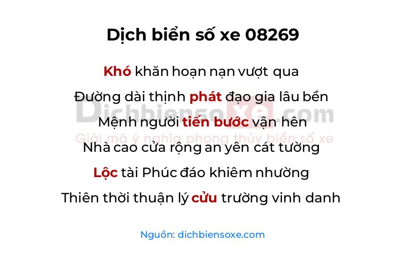 Dịch thơ biển số 08269