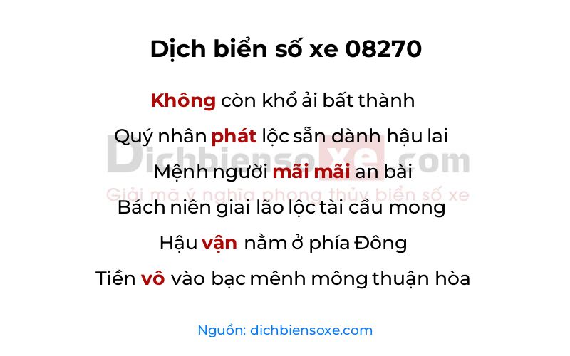 Dịch thơ biển số 08270