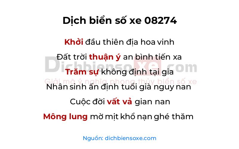 Dịch thơ biển số 08274