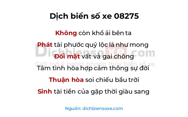 Dịch thơ biển số 08275