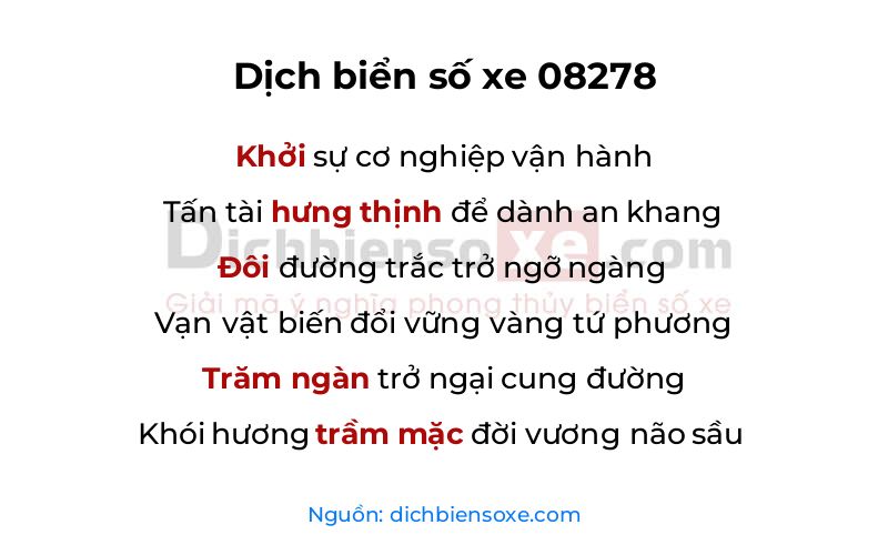 Dịch thơ biển số 08278