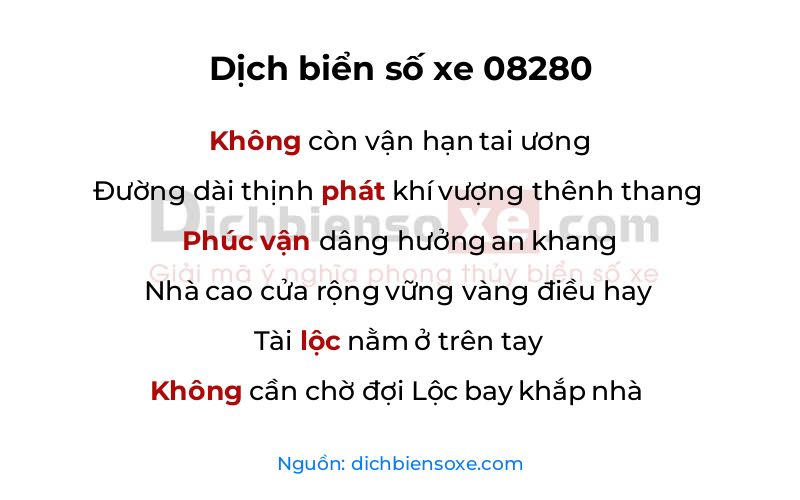 Dịch thơ biển số 08280