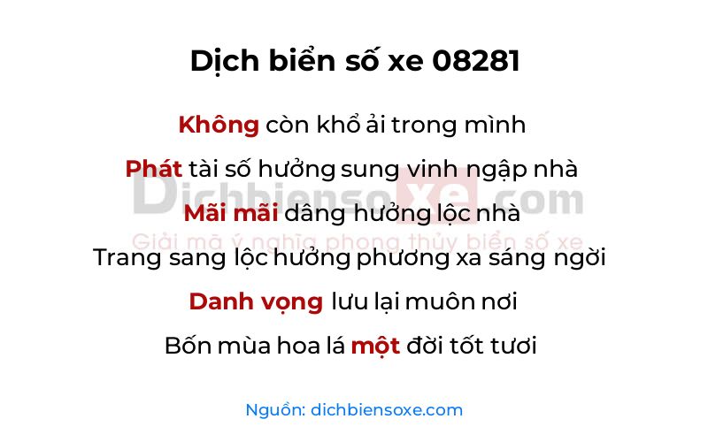 Dịch thơ biển số 08281