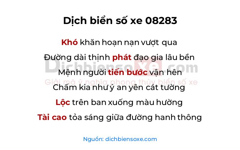 Dịch thơ biển số 08283