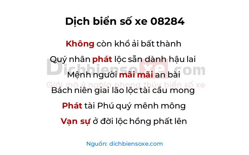 Dịch thơ biển số 08284