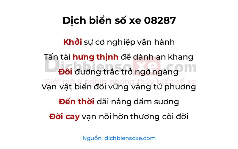 Dịch thơ biển số 08287