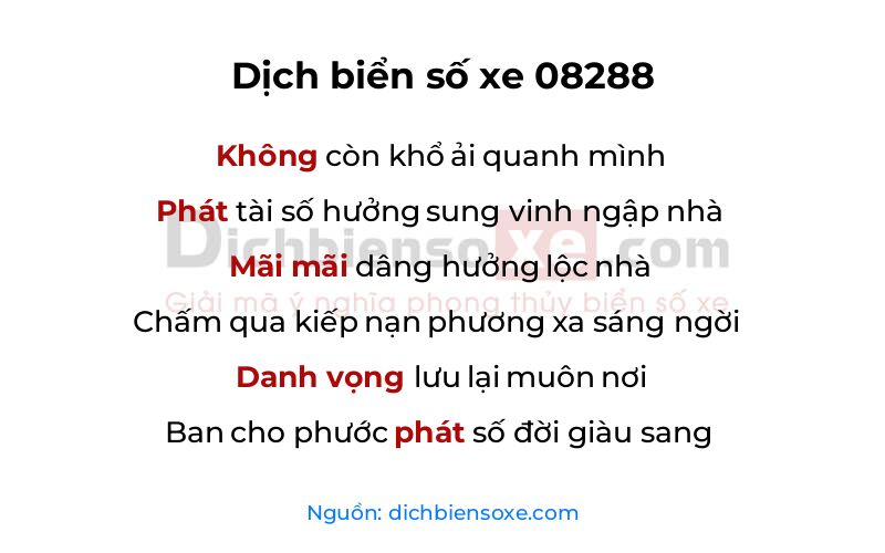 Dịch thơ biển số 08288