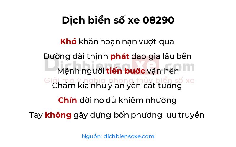 Dịch thơ biển số 08290