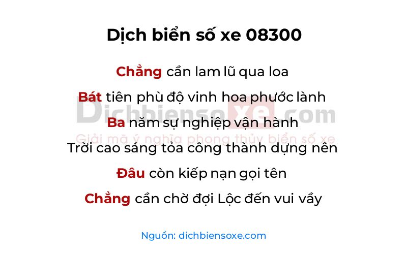 Dịch thơ biển số 08300