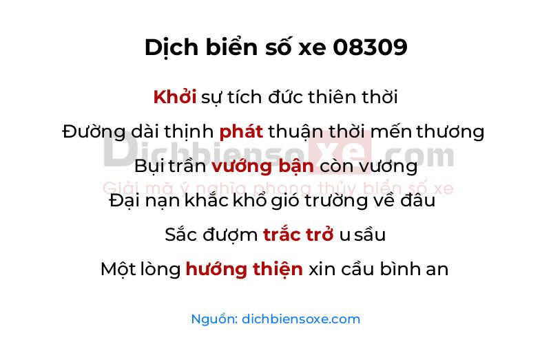Dịch thơ biển số 08309