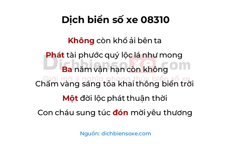 Dịch thơ biển số 08310