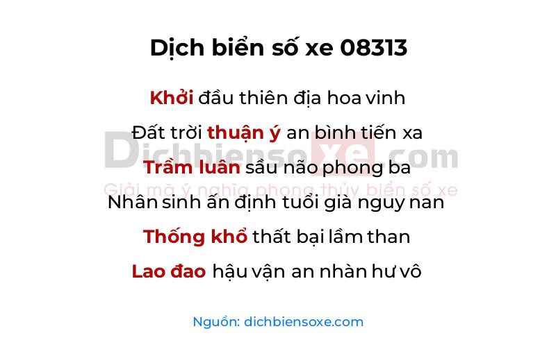Dịch thơ biển số 08313