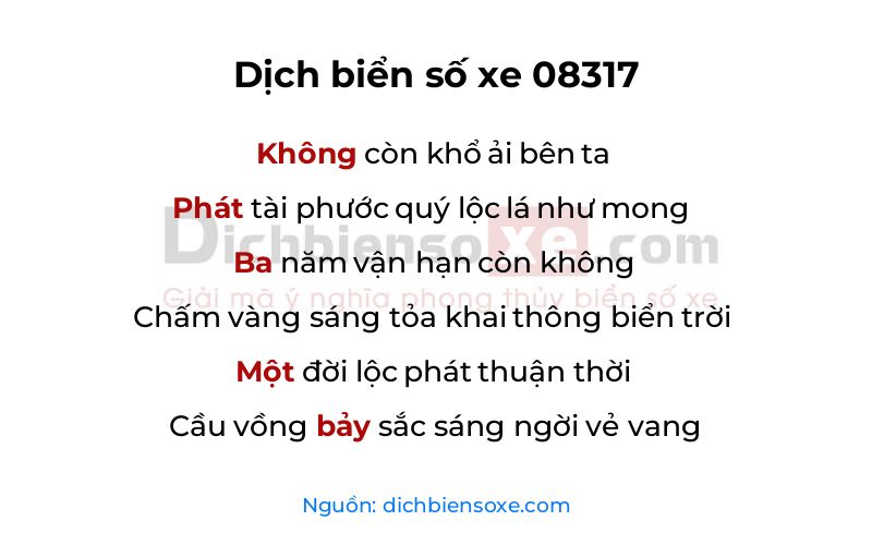 Dịch thơ biển số 08317