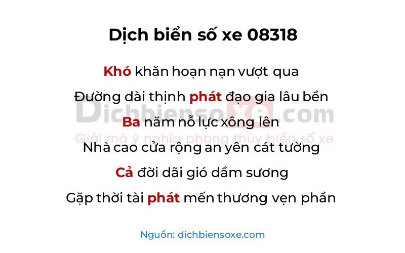 Dịch thơ biển số 08318