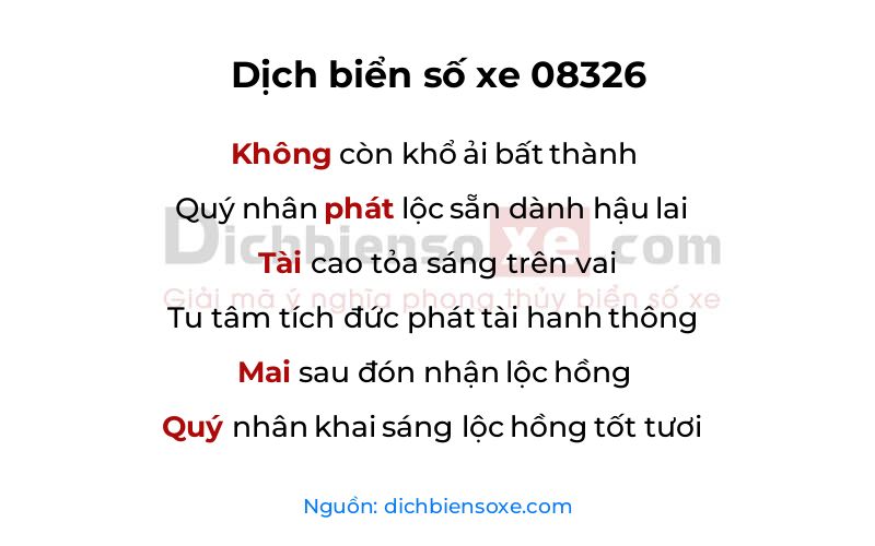 Dịch thơ biển số 08326