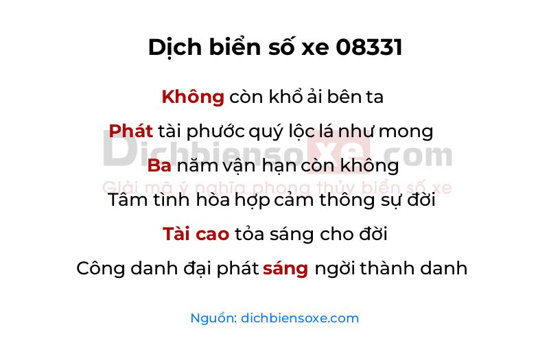 Dịch thơ biển số 08331