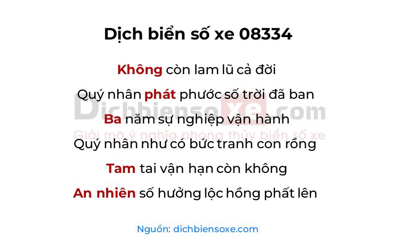Dịch thơ biển số 08334