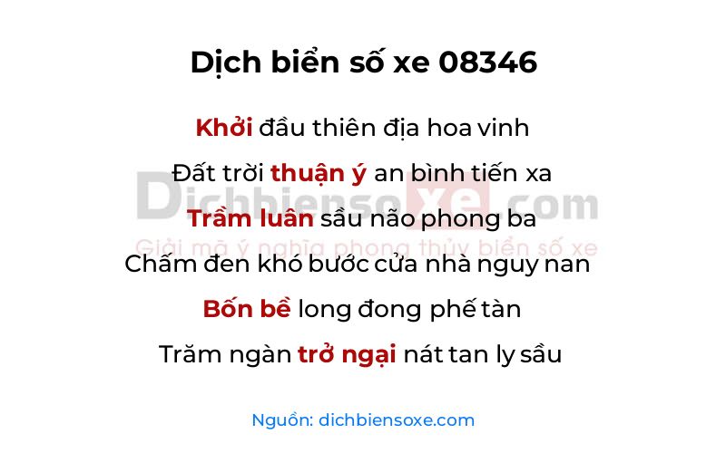 Dịch thơ biển số 08346
