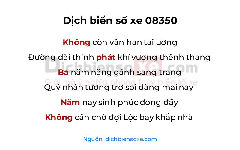 Dịch thơ biển số 08350