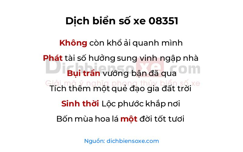Dịch thơ biển số 08351