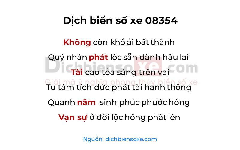 Dịch thơ biển số 08354