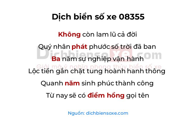Dịch thơ biển số 08355