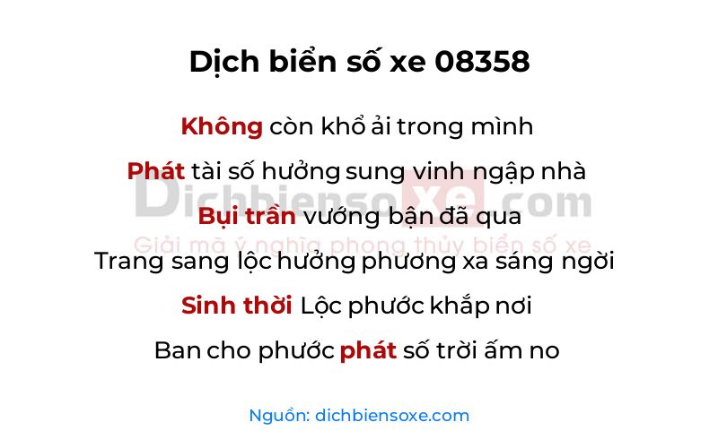Dịch thơ biển số 08358