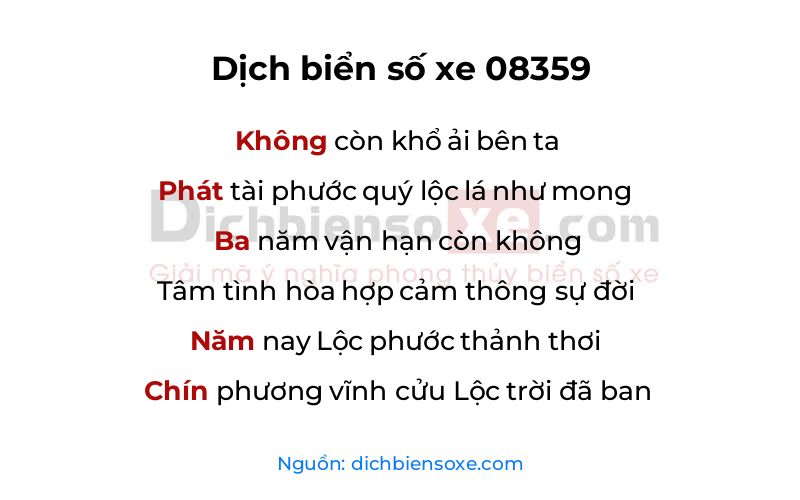 Dịch thơ biển số 08359
