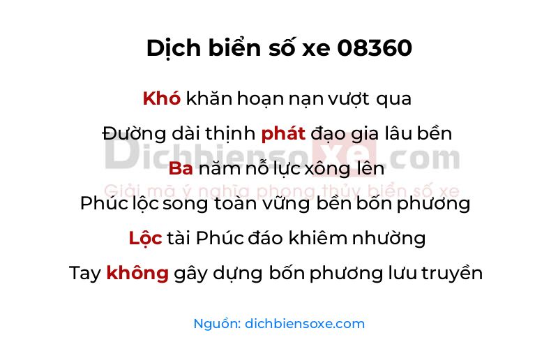 Dịch thơ biển số 08360