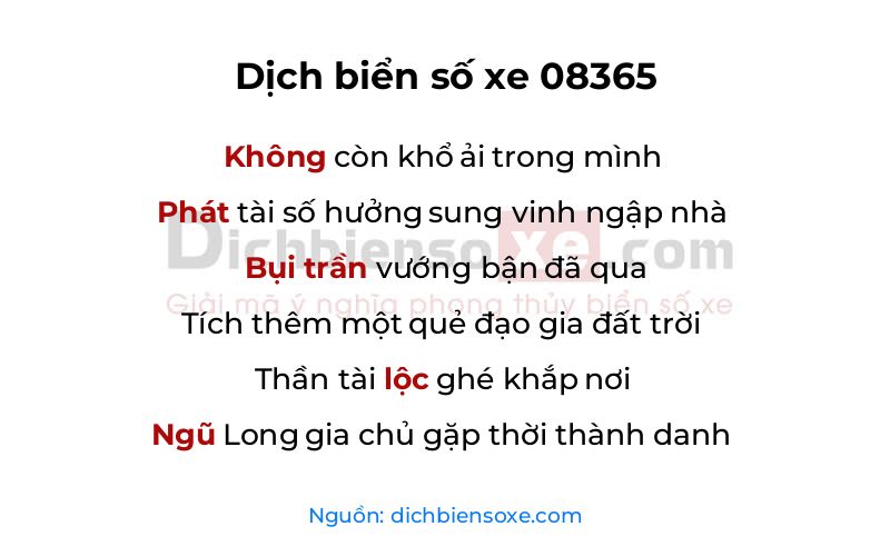 Dịch thơ biển số 08365