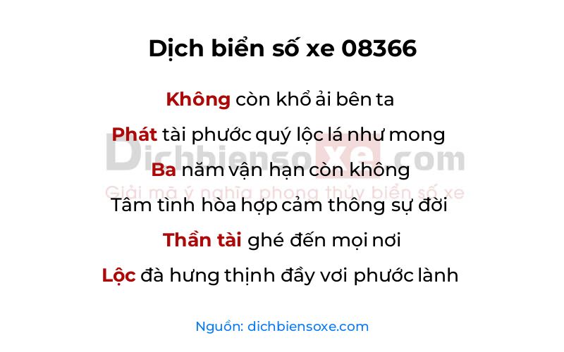 Dịch thơ biển số 08366