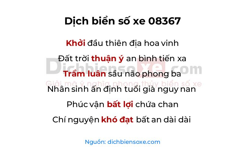 Dịch thơ biển số 08367