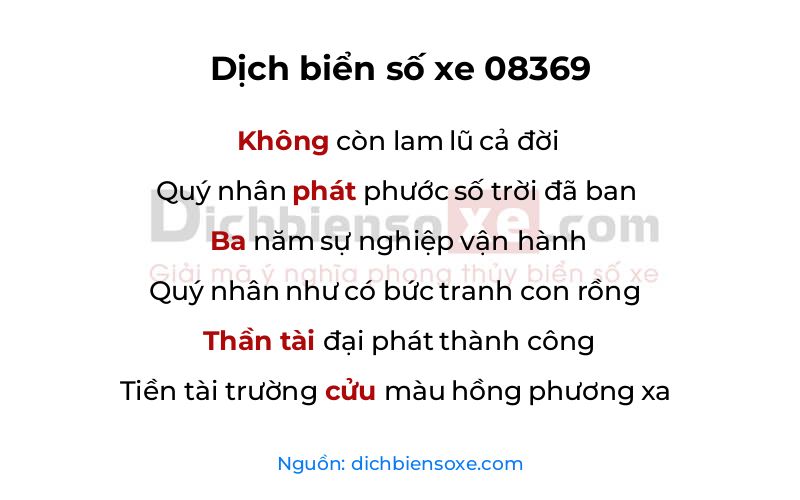 Dịch thơ biển số 08369