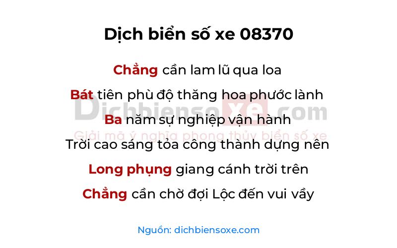 Dịch thơ biển số 08370