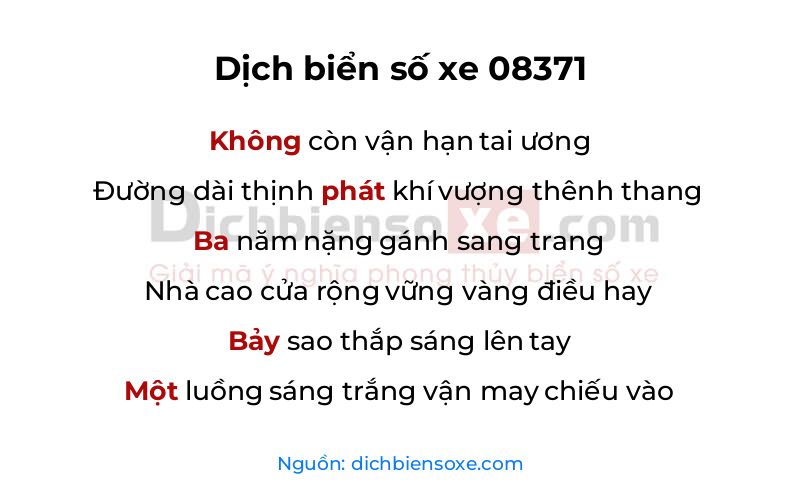 Dịch thơ biển số 08371